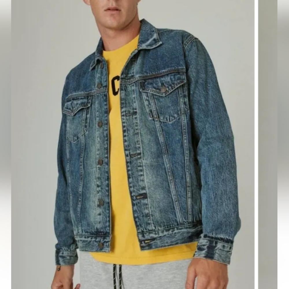 LUCKY BRAND MENS DUNGAREES JACKET. BLUE. XL